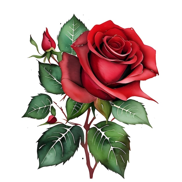 Fleur de rose rouge vecteur dessiné main vecteur libre