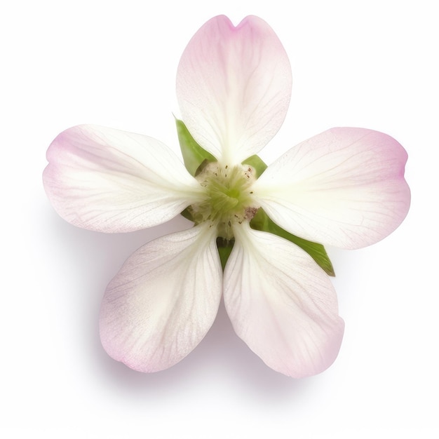 Une fleur rose avec une tige verte et une fleur blanche