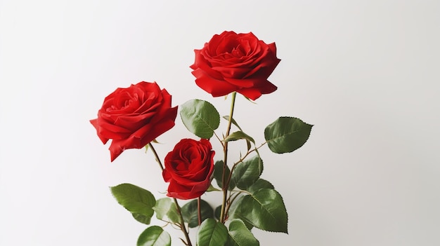 Fleur de roses rouges avec fond blanc Generative Ai