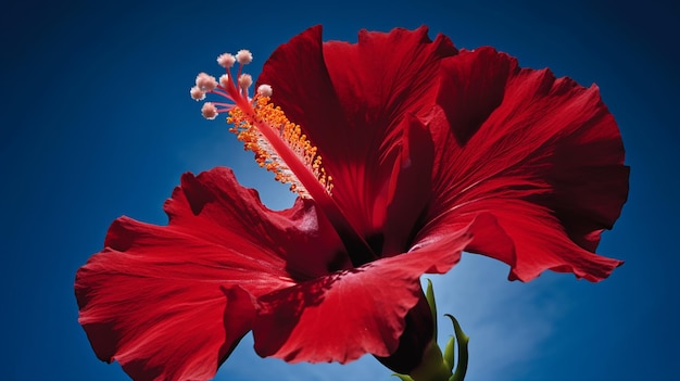 Une fleur rouge avec un centre jaune