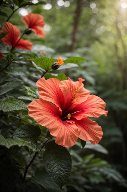 Photo fleur rouge dans le jardin fleur d'hibiscus rouge