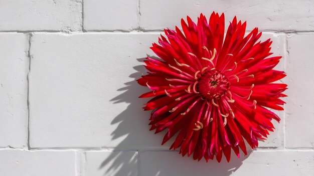 Photo la fleur rouge du bombax ceiba sur le mur blanc