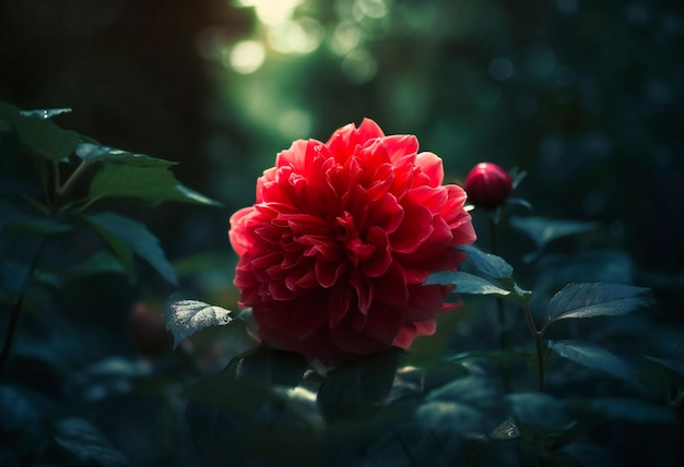 La fleur rouge est très grande