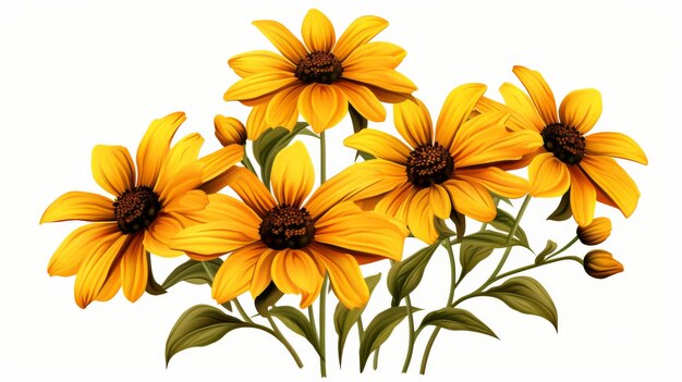 Une fleur de Rudbeckia vibrante sur un fond blanc