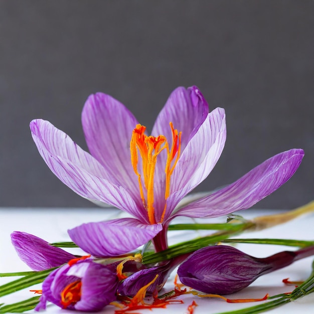 Photo fleur de safran et bol blanc