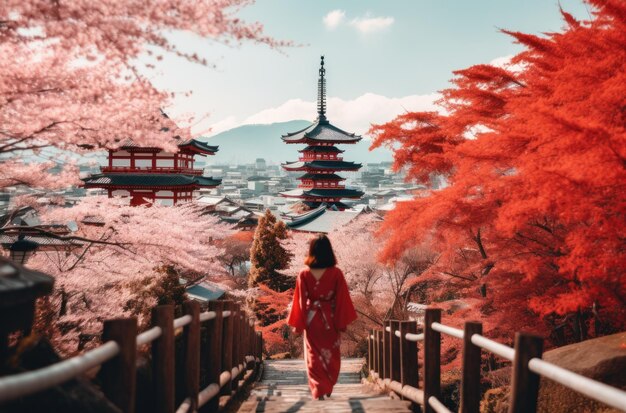 Photo une fleur de sakura colorée