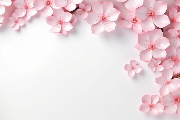 fleur de sakura sur fond blanc avec espace de copie