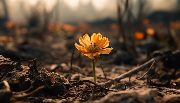 Fleur sauvage jaune dans la beauté des prés dans la nature générée par l'IA