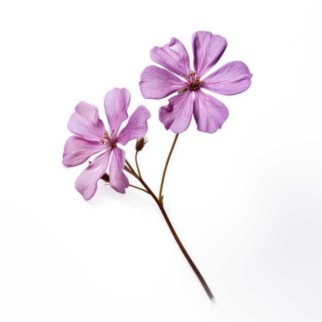 Fleur séchée de phlox isolée sur fond blanc IA générative