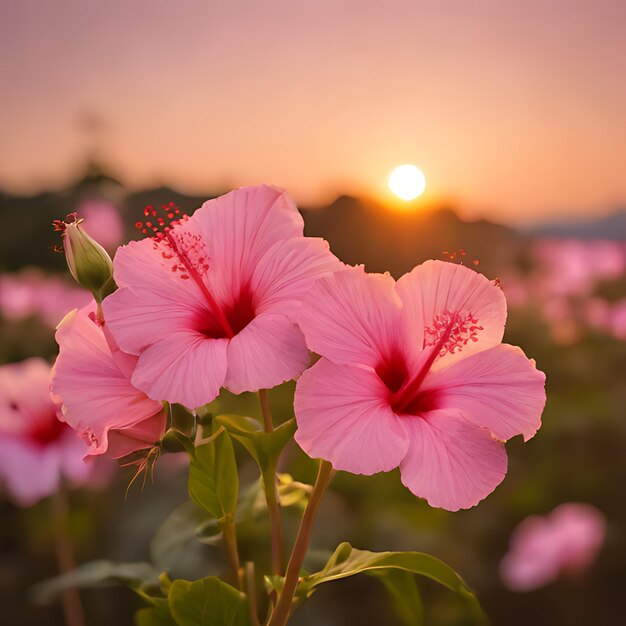 Photo une fleur avec le soleil qui se couche derrière elle