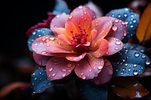 Photo une fleur sombre et colorée