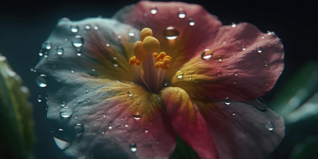 Une fleur sous la pluie