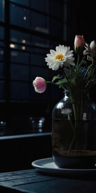 Une fleur sur la table.