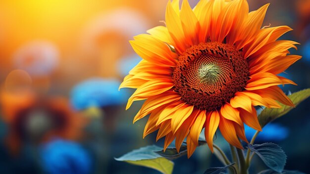 Photo une fleur de tournesol vibrante un seul objet de beauté