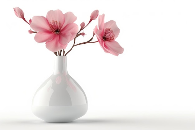 Photo une fleur de vase isolée sur un fond blanc