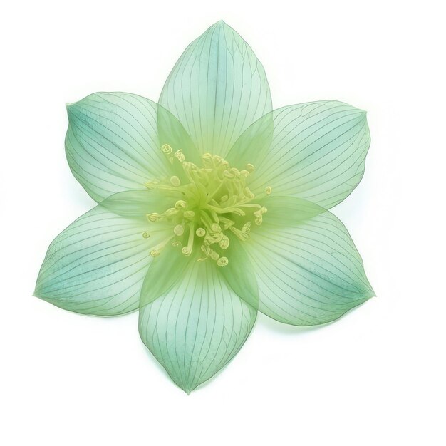 Photo une fleur verte avec un centre jaune et le centre est blanc.