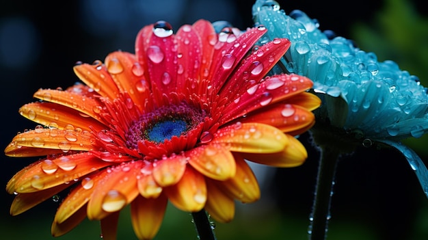 Photo la fleur vibrante de gerbera dans un pré humide reflète