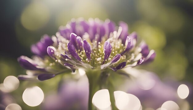 Photo fleur violette avec fond bokeh couleur vintage