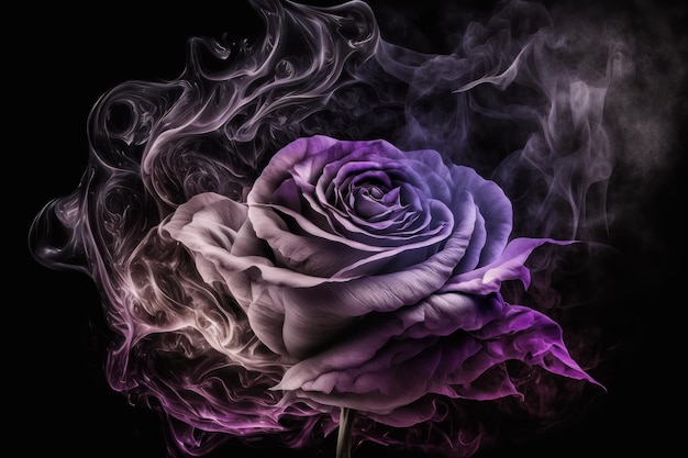 Photo une fleur violette avec de la fumée qui en sort