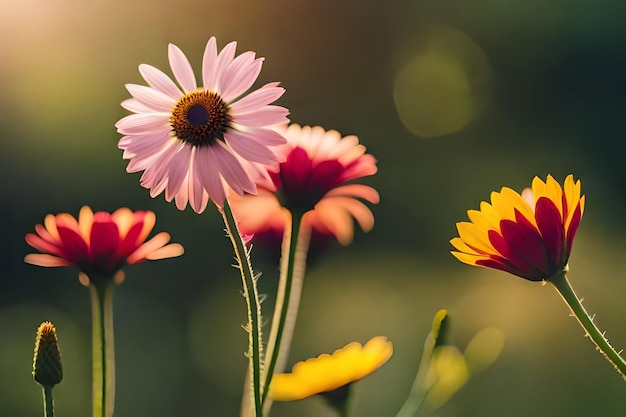 une fleur violette et jaune avec un centre jaune.