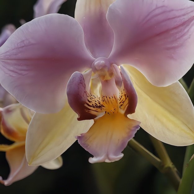 une fleur violette et jaune avec le mot " printemps " sur elle