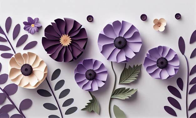 Fleur violette en papier craft Generative AI