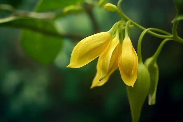 Fleur d'ylang ylang ou cananga odorata sur fond de nature