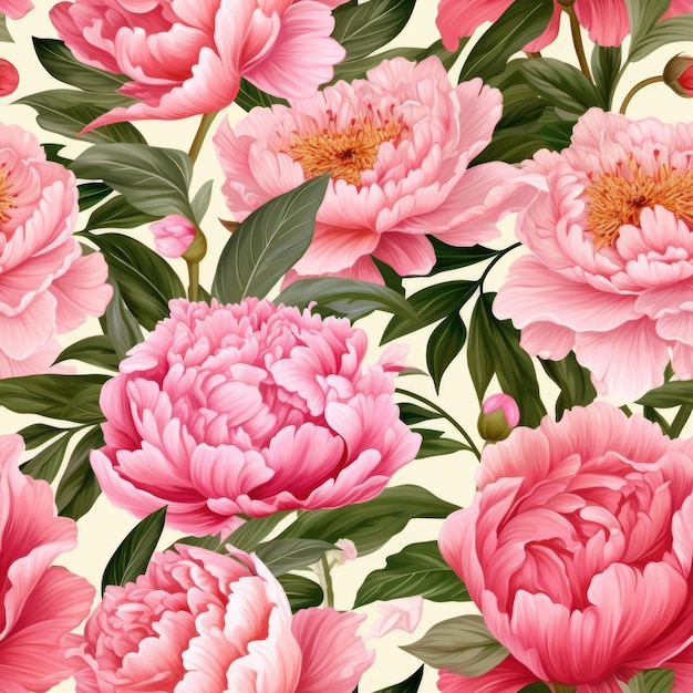 Fleurir avec élégance Le motif enchanteur de pivoines roses