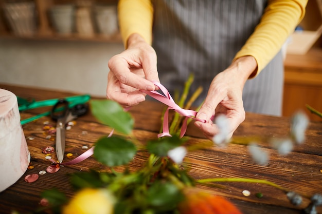 Fleuriste, confection, bouquet, closeup