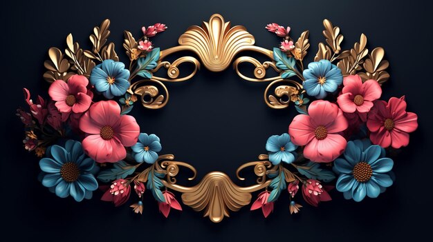 Des fleurs 3D et un cadre en or vintage