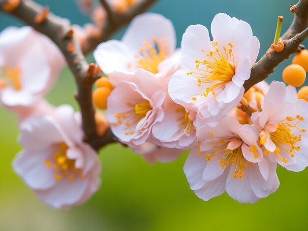 Des fleurs d'abricot au printemps à l'arrière-plan floral de la génération Ai