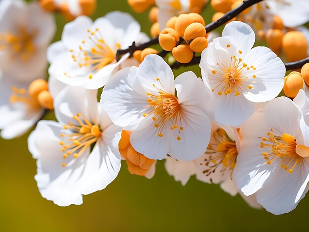 Photo des fleurs d'abricot au printemps à l'arrière-plan floral de la génération ai