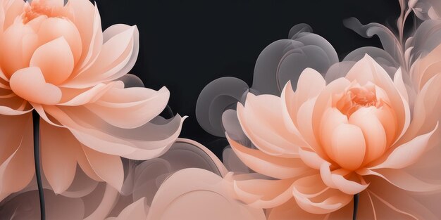 Des fleurs abstraites dans la couleur de l'année 2024 peach fuzz fond floral romantique IA générative