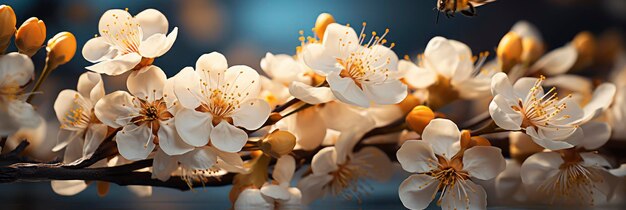 Des fleurs d'amande sur un fond naturel flou