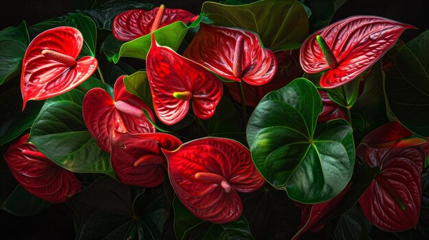 Des fleurs d'anthurium dynamiques et vives