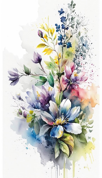 Fleurs d&#39;aquarelle de dessin vectoriel libre