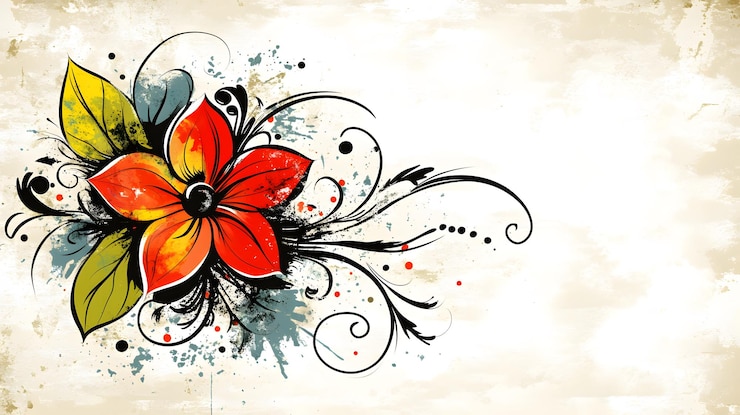 Photo des fleurs à l'aquarelle avec un fond grunge