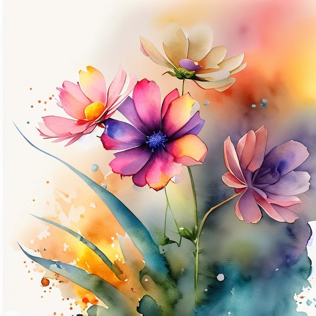 Fleurs d&#39;aquarelle illustration de l&#39;art