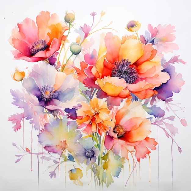 Fleurs à l&#39;aquarelle sans illustration