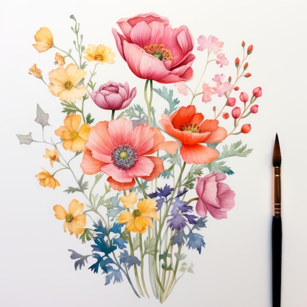 Photo des fleurs à l'aquarelle