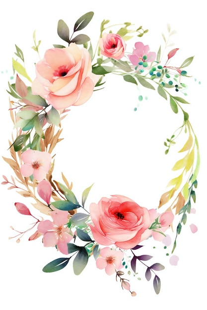 Fleurs aquarelles en cercle