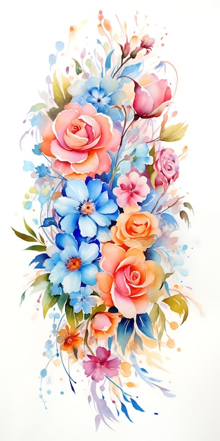 fleurs aquarelles avec fond aquarelle