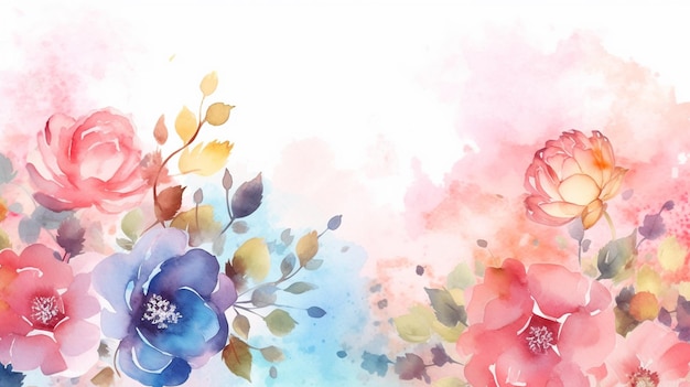 Fleurs aquarelles sur fond rose