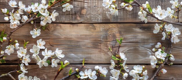 Photo les fleurs d'un arbre fruitier sur une toile de fond en bois