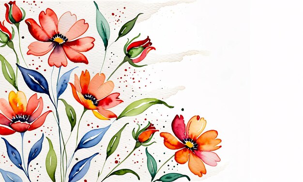 Photo des fleurs à l'arrière-plan abstrait aquarelle à l'intérieur des fleurs papier peint