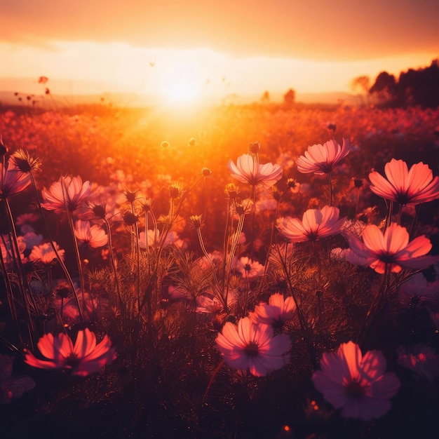 Photo des fleurs au coucher du soleil