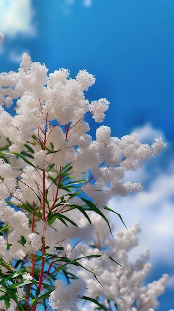 des fleurs blanches sur une branche d'arbre