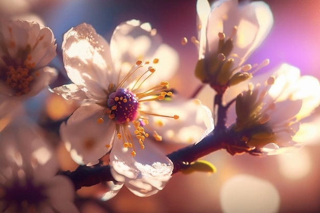 Fleurs blanches de cerisier se bouchent