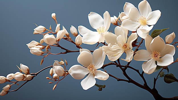 Fleurs blanches contre un ciel bleu