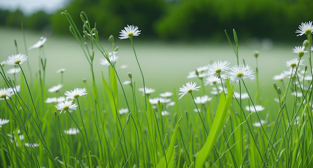 Fleurs blanches dans un champ